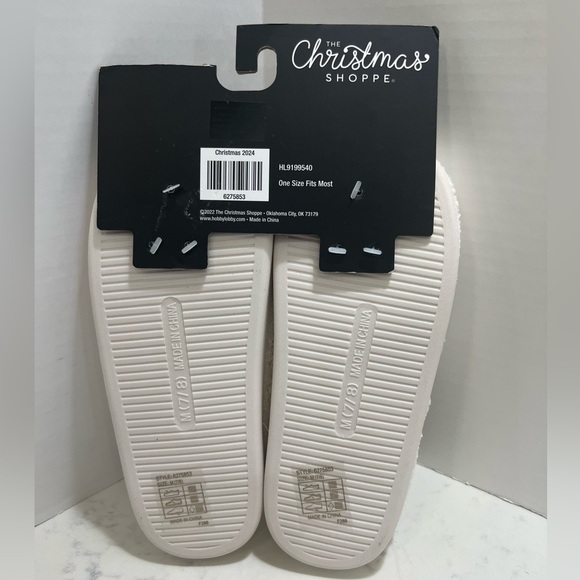 White Slippers with Pink Smiley Face Design - Picture 2 of 3